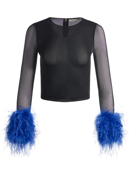 Delaina Long-Sleeved Mesh Top