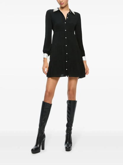 Meeko Embellished-Collar Mini Shirt Dress