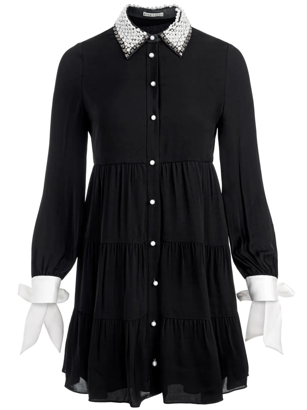 Meeko Embellished-Collar Mini Shirt Dress
