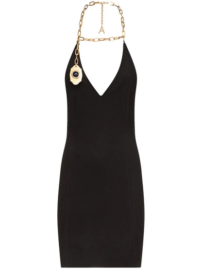 Chain Plate Halter Minidress