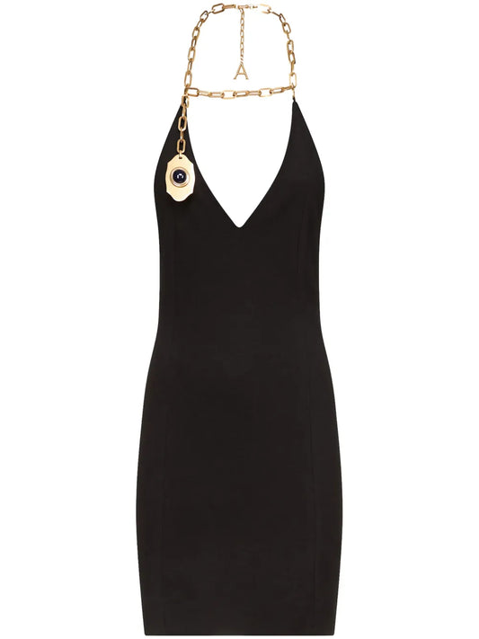 Chain Plate Halter Minidress