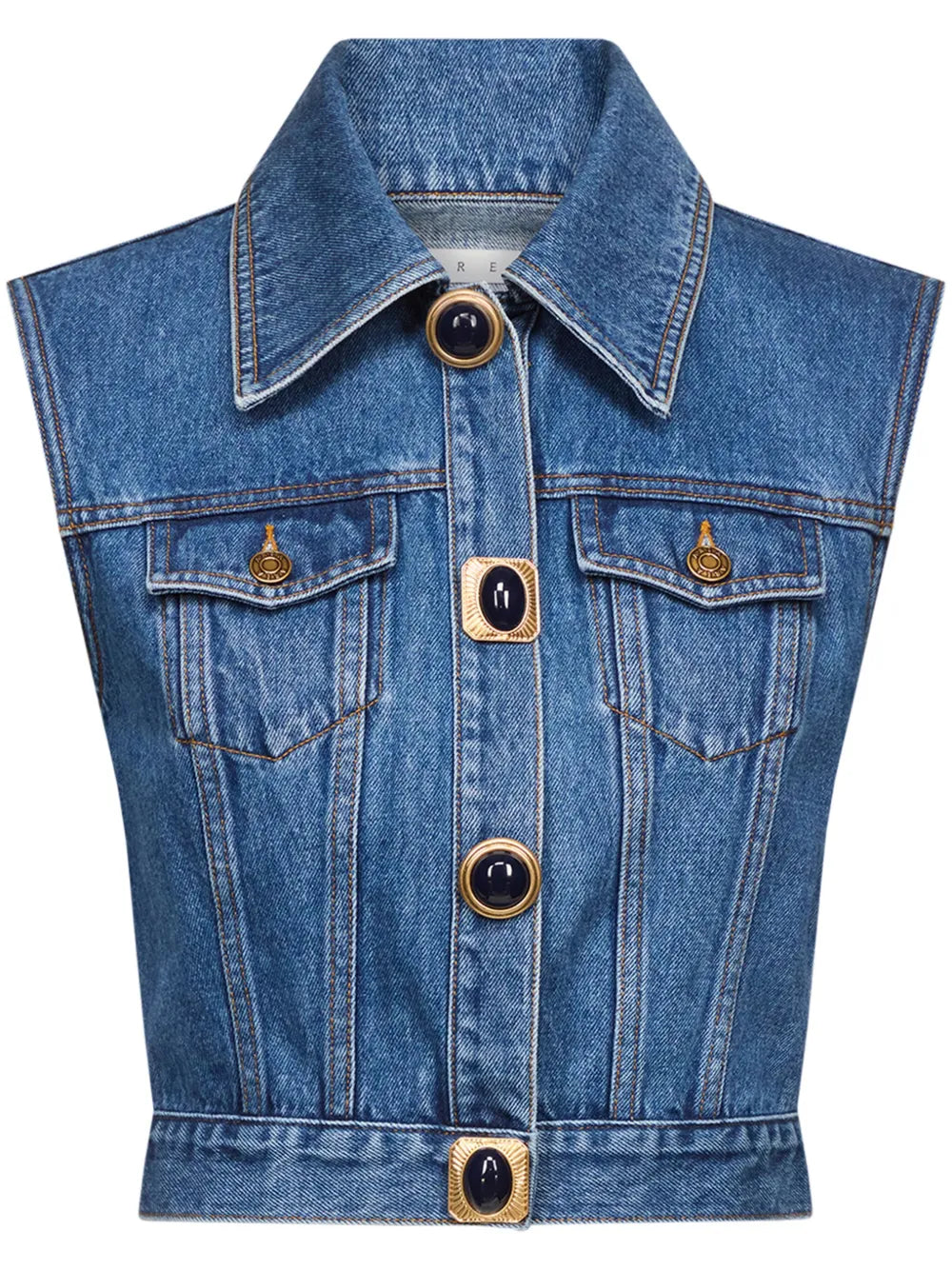 Gemstone-Embellished Denim Gilet