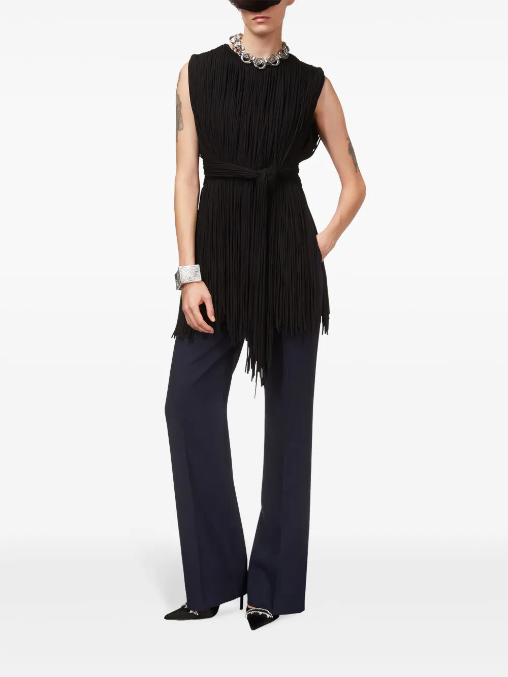 Sleeveless Fringed Top