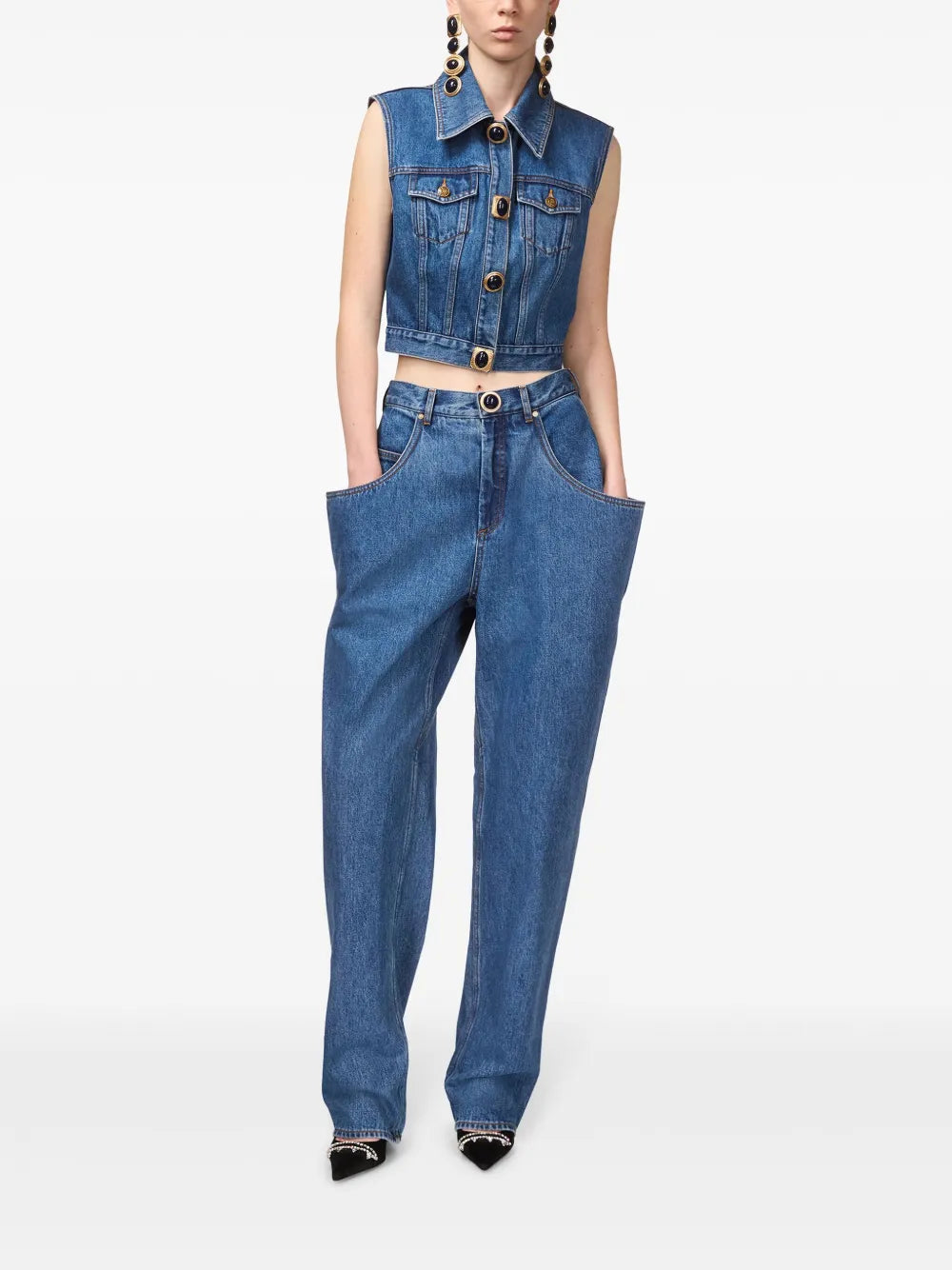 Flared-Pocket Jeans