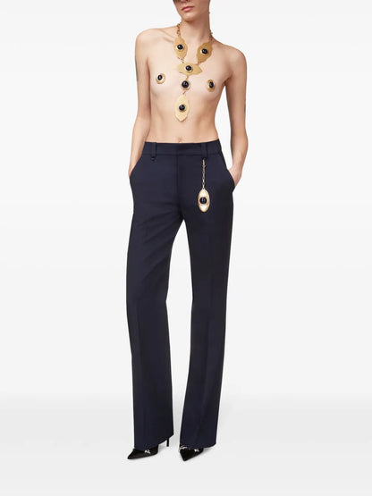 Chain Plate Straight-Leg Trousers
