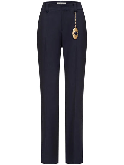 Chain Plate Straight-Leg Trousers
