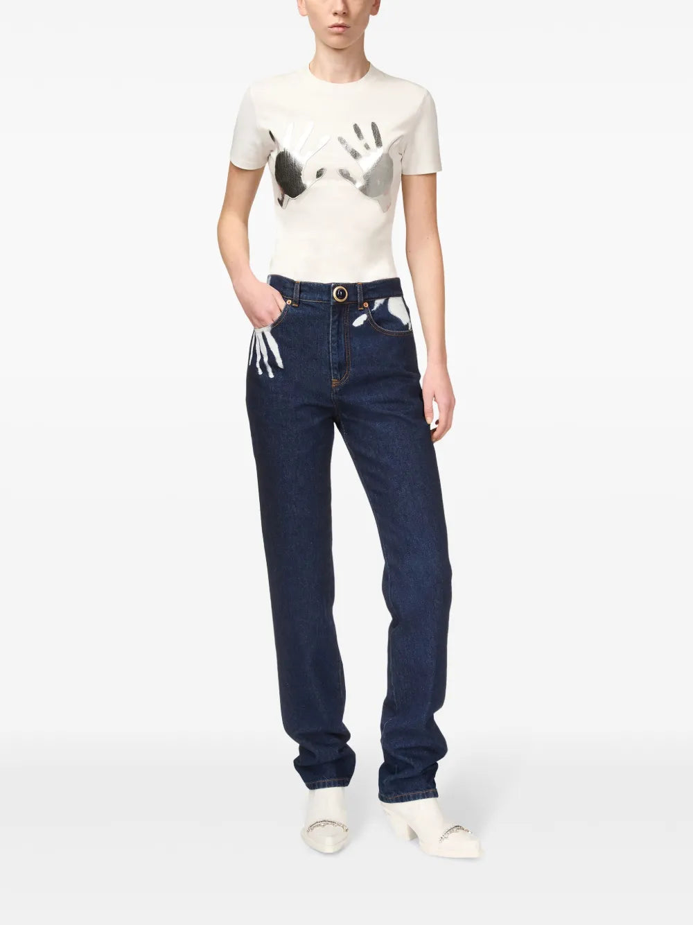 Handprint Straight-Leg Jeans