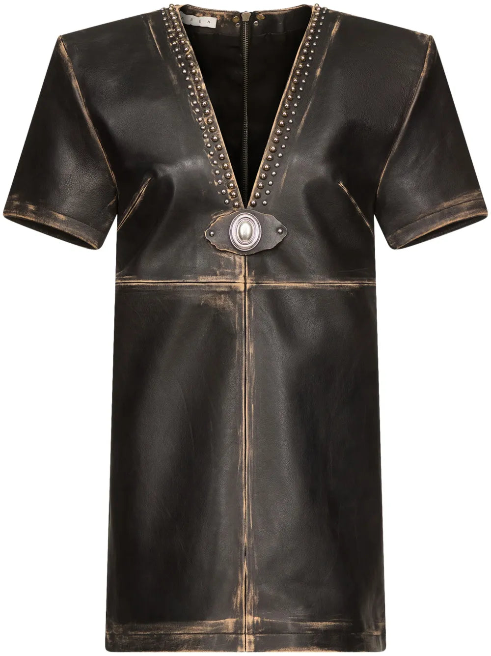 Studded Leather T-Shirt Dress