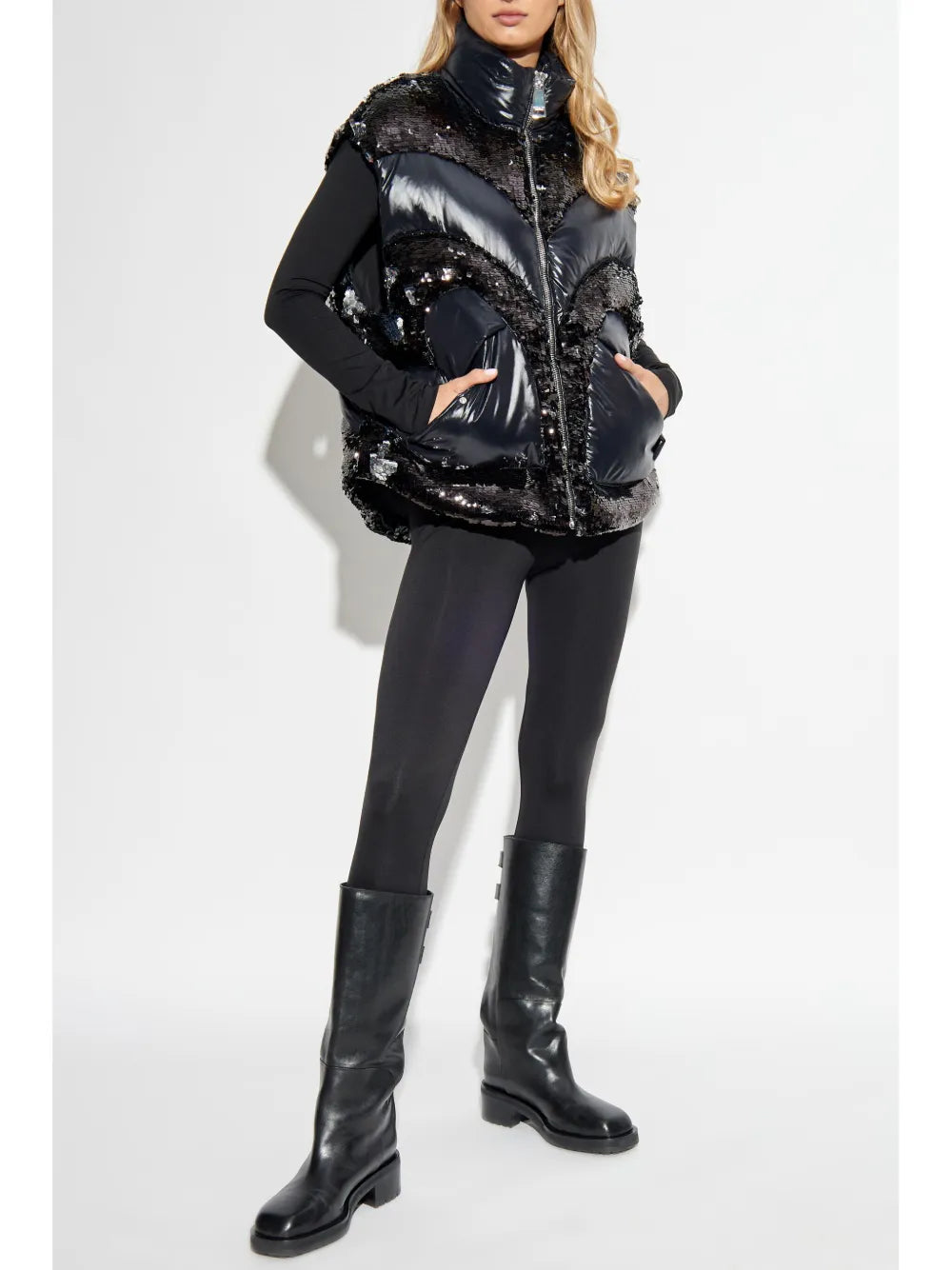 Sequin-Embellished Puffer Gilet