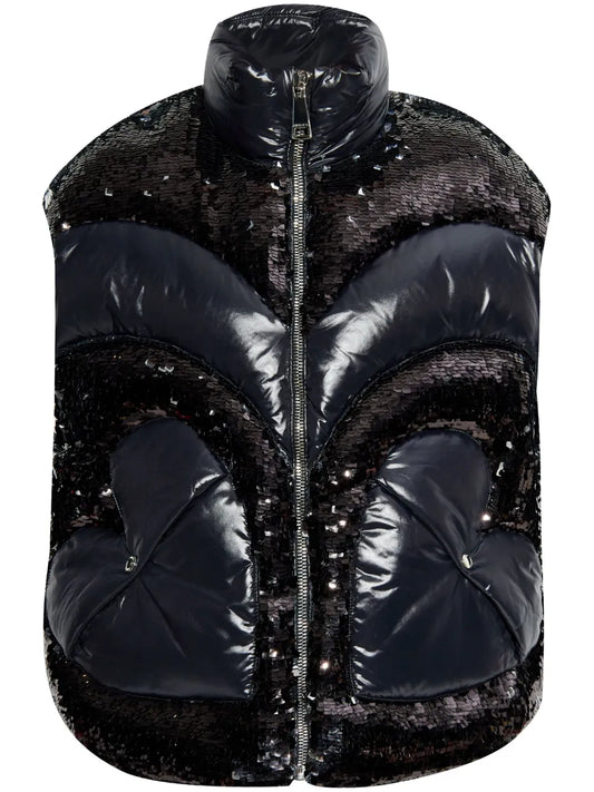 Sequin-Embellished Puffer Gilet