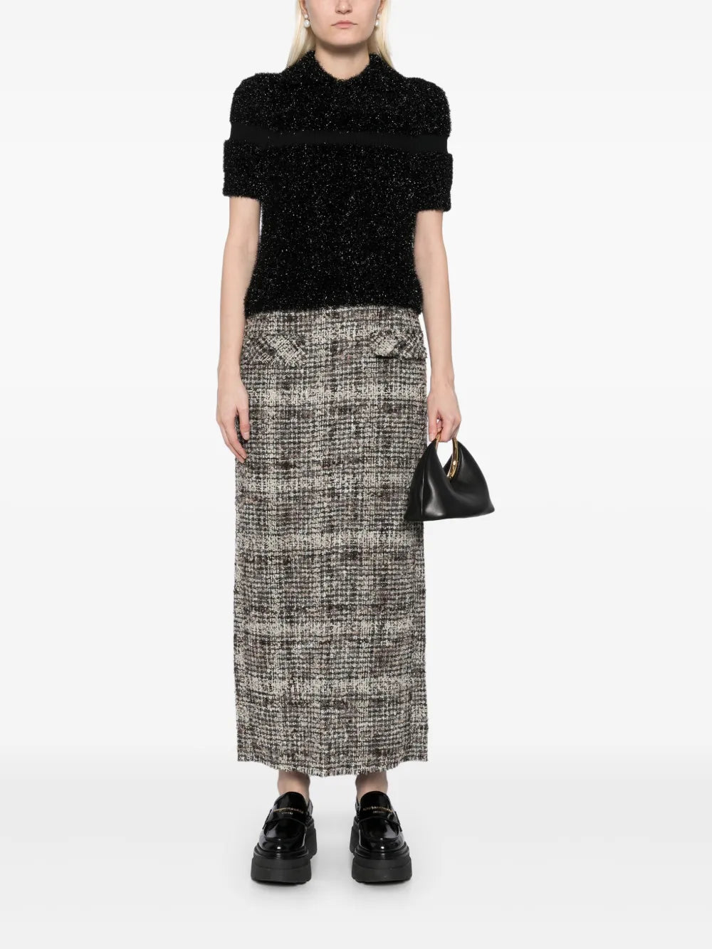Coarse Jacquard H-Shaped Long Waist Skirt