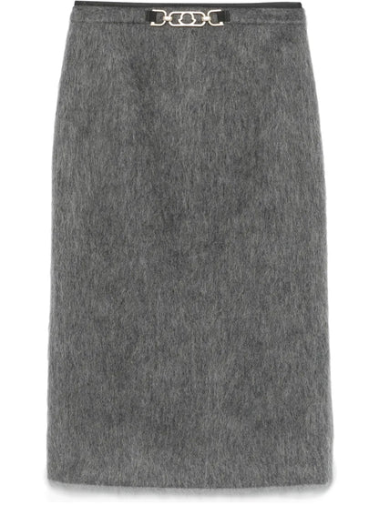 Brushed-Effect Midi Skirt