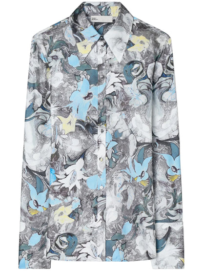 Floral-Print Silk Shirt