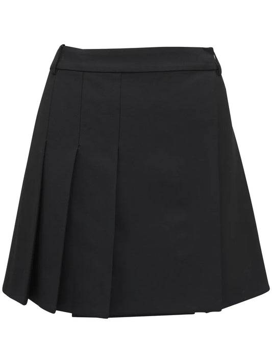 Pleated Wool Mini Skirt