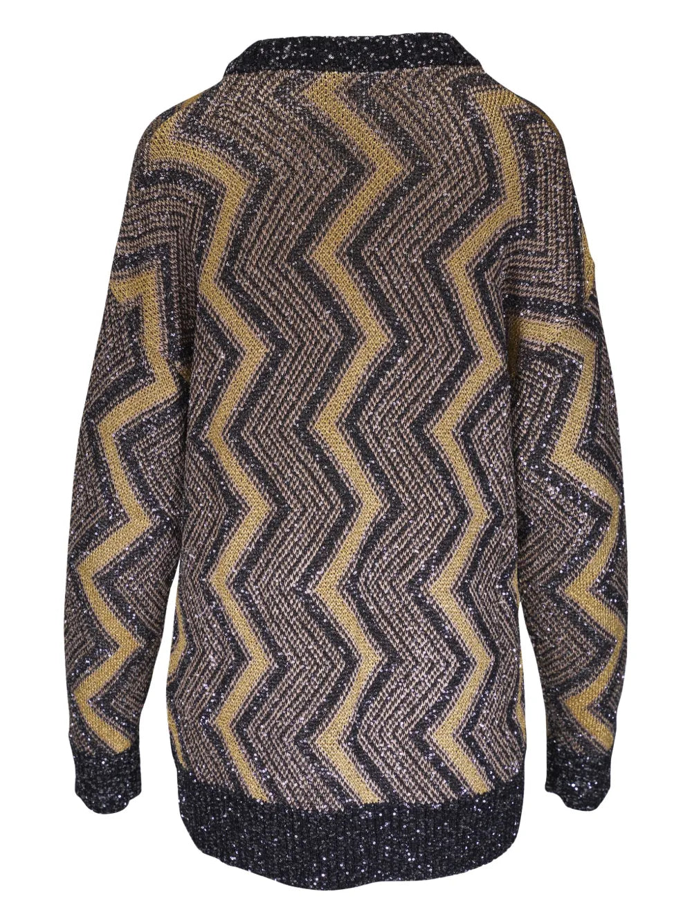 Zigzag-Woven Buttoned Cardigan