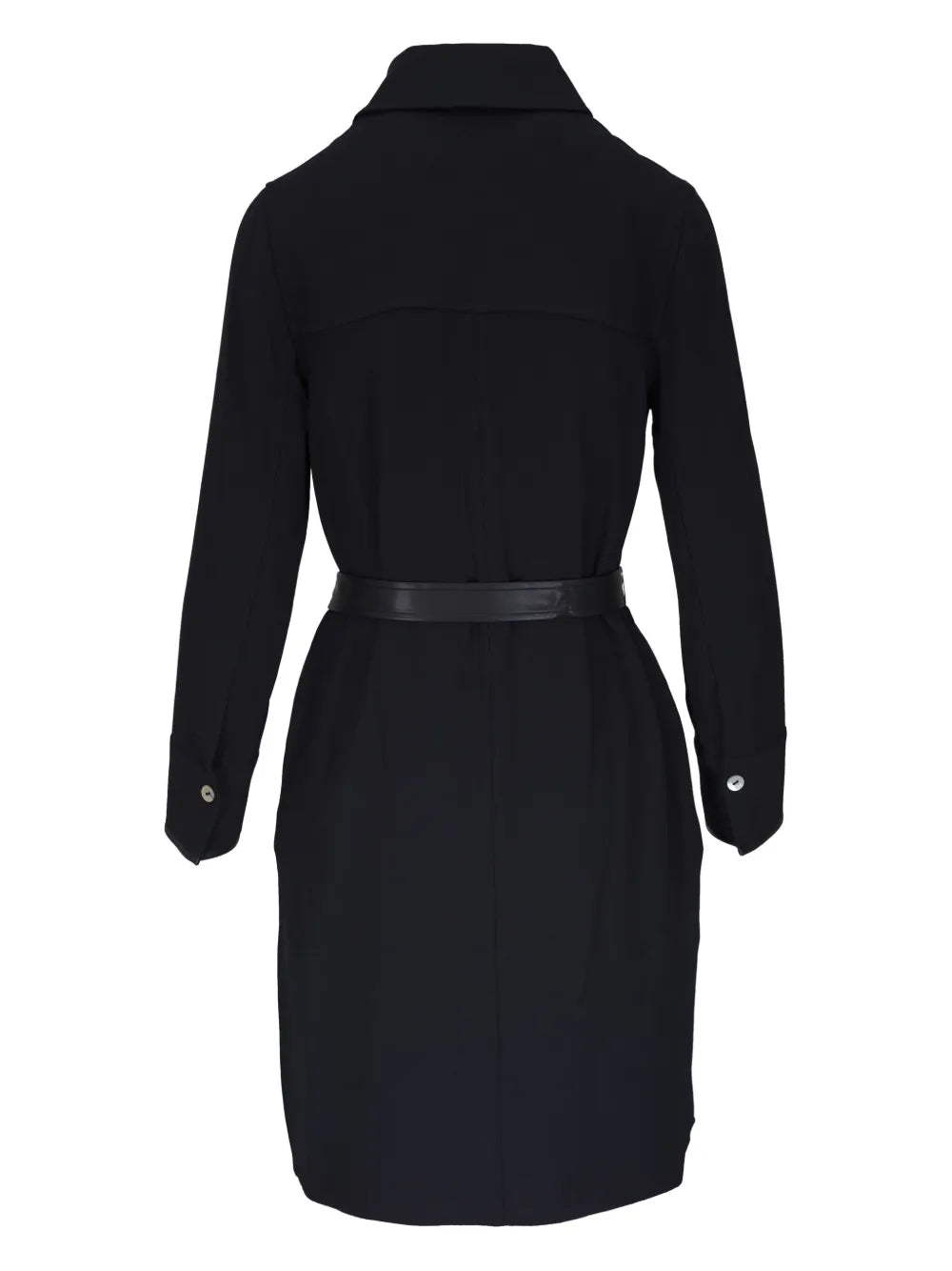 Faux-Leather Trim Shirt Dress