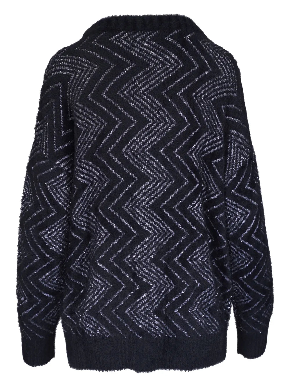 Zigzag-Woven Buttoned Cardigan