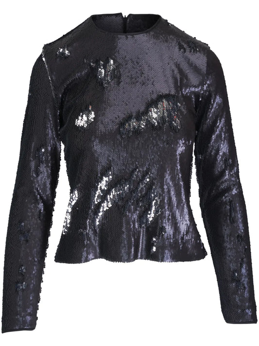 Long-Sleeved Sequinned Top