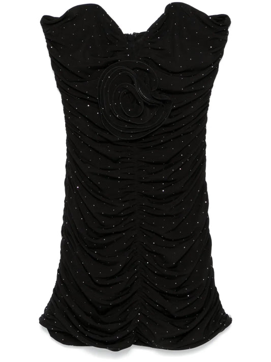 Floral-Appliqué Mini Dress