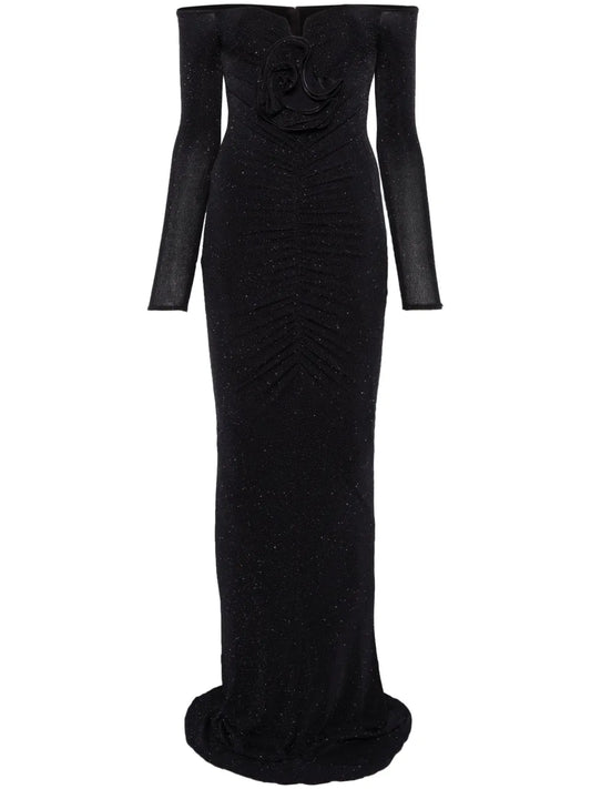 Floral-Appliqué Gown