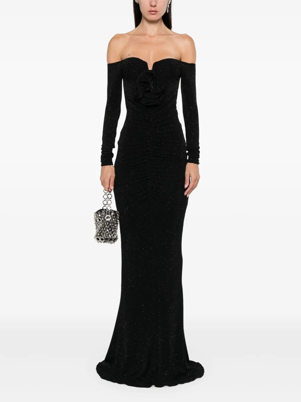 Floral-Appliqué Gown