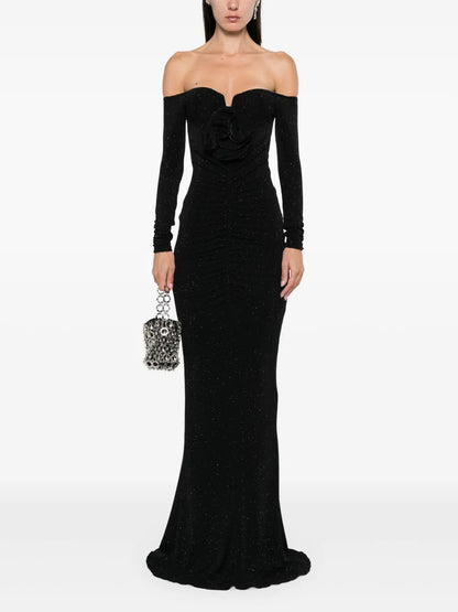 Floral-Appliqué Gown