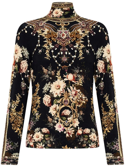 Roll-Neck Jersey Top