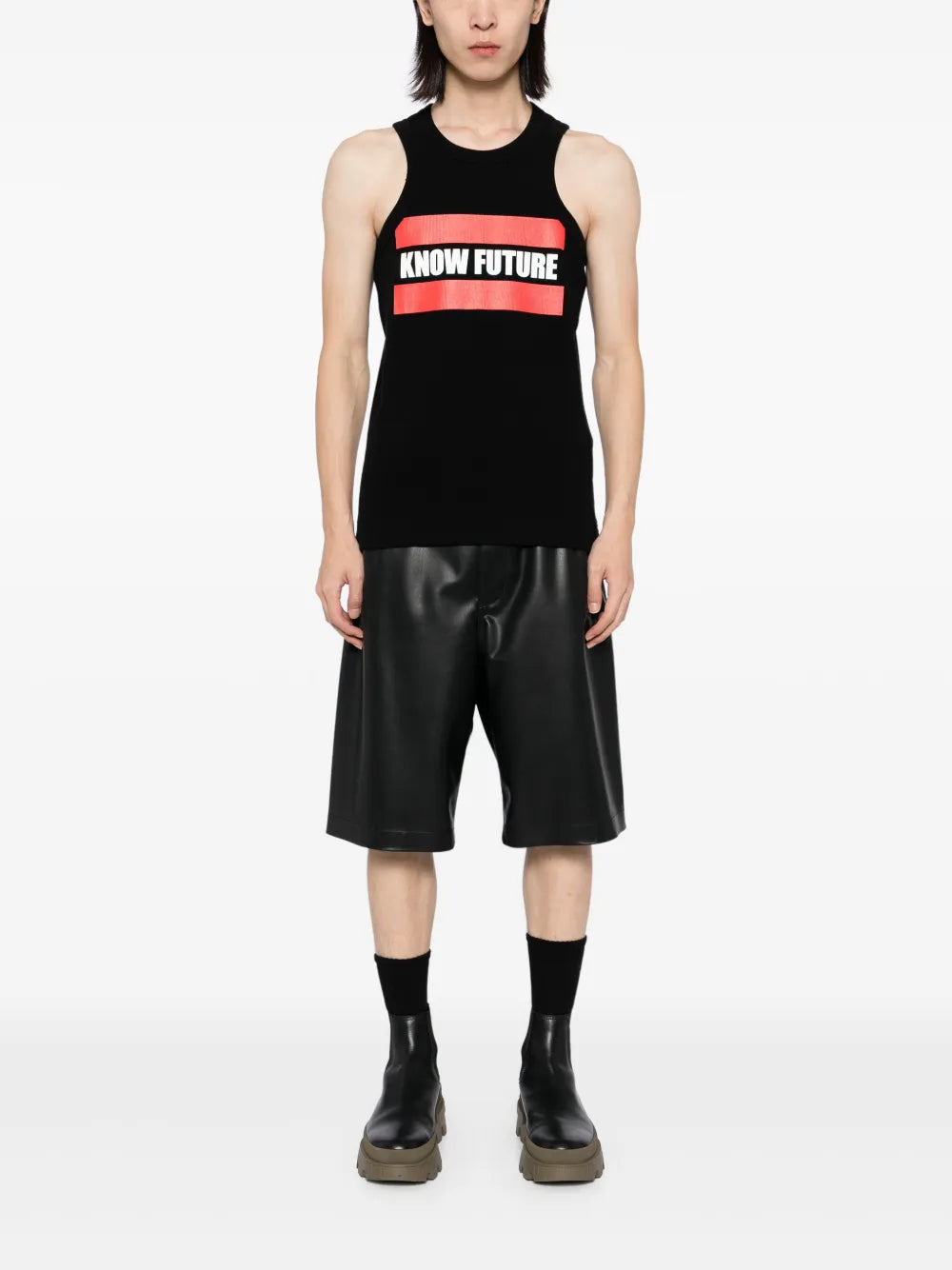 Graphic-Print Ribbed-Knit Tank Top
