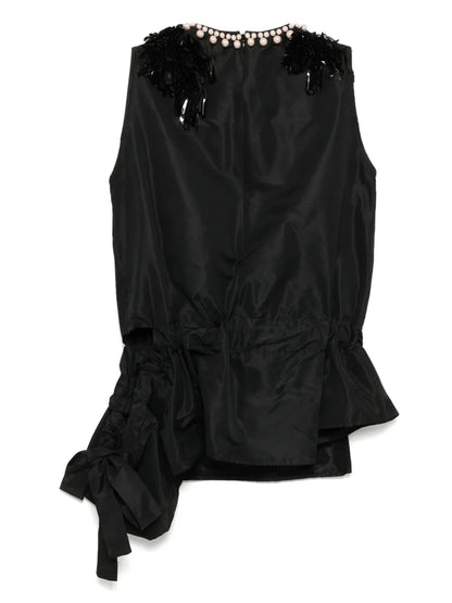 Embellished Neckline Taffeta Top