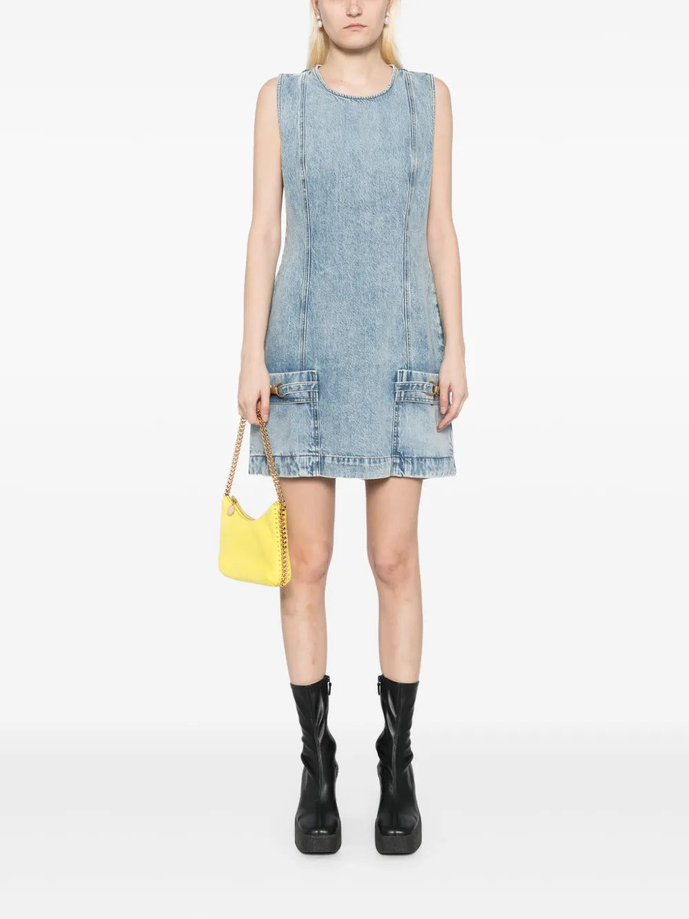 Clasp-Embellished Sleeveless Dress