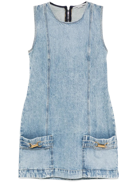 Clasp-Embellished Sleeveless Dress