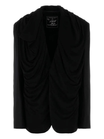 Draped Hooded Blazer