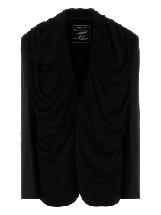 Draped Hooded Blazer