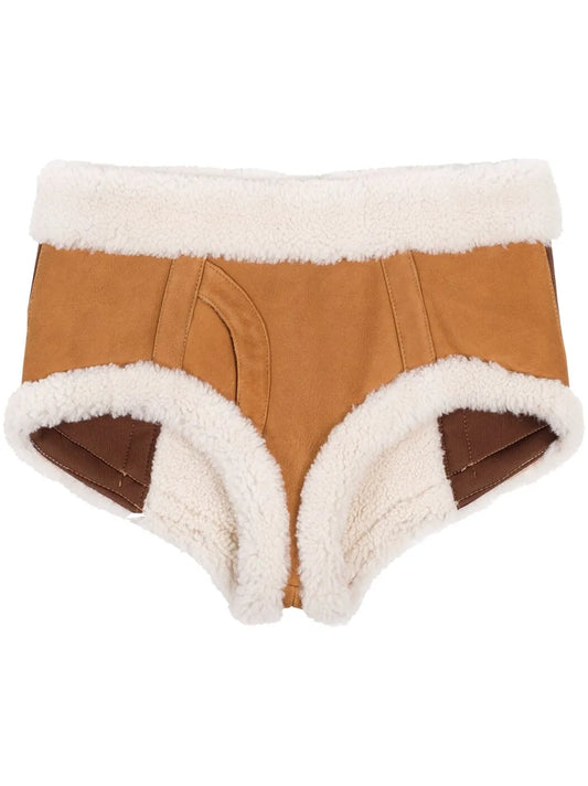 Trimmed Sheepskin Mini Shorts