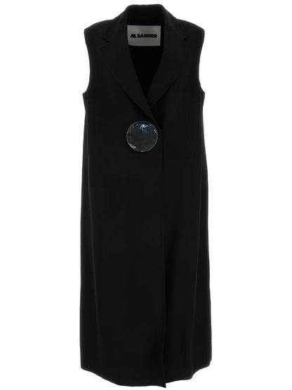 Button-Fastening Tailored Crepe Gilet