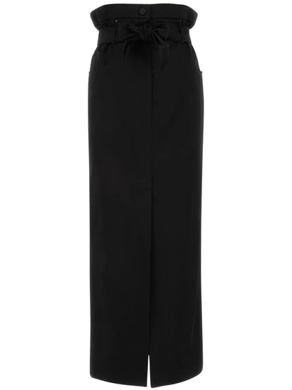 Button Detailed Belted Skirt