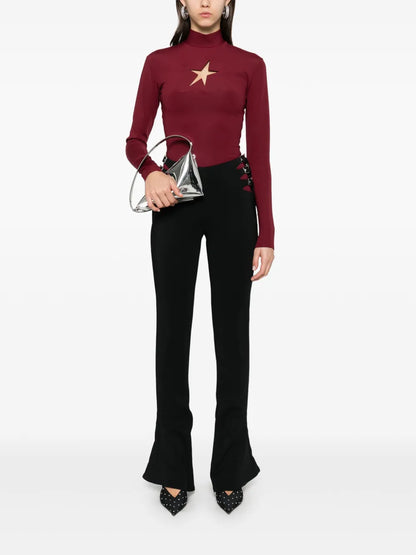 Buckle-Detail Flared Trousers