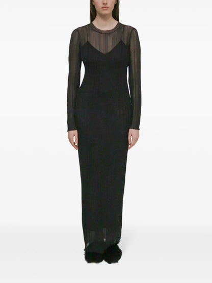 Sheer Plissé Dress