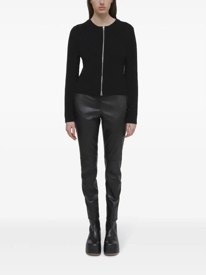 Zip-Up Ribbed Knit Cardigan