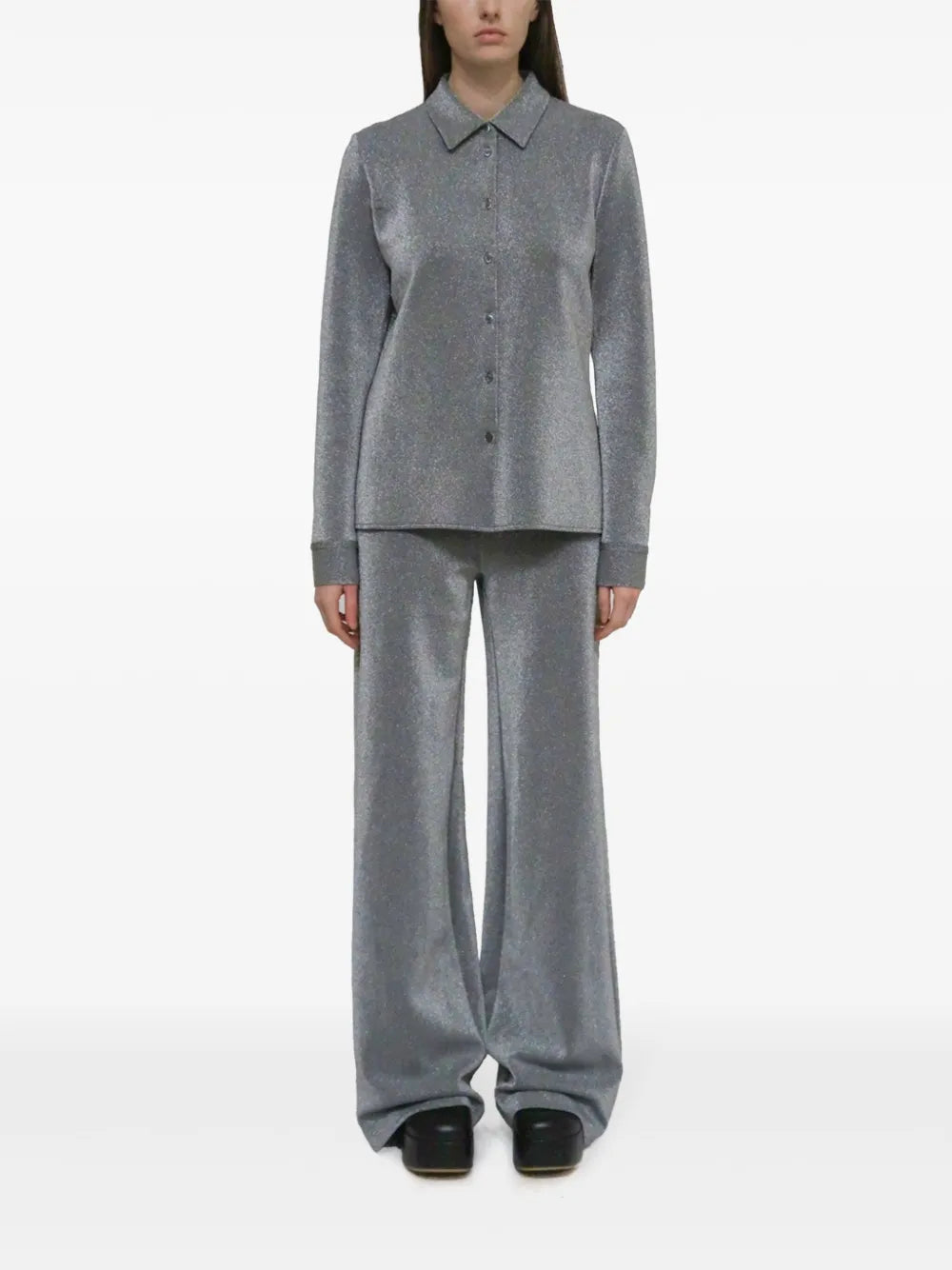 Metallic Straight-Leg Trousers