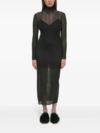 Sheer Plissé Dress