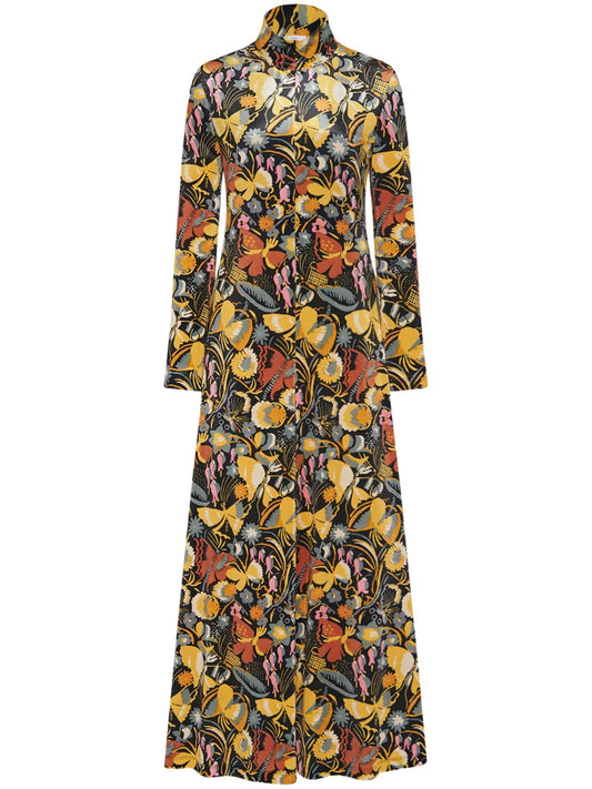 Mock-Neck Velvet Dress