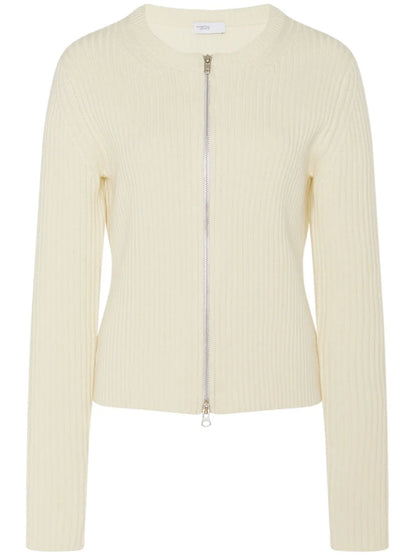 Zip-Up Ribbed Knit Cardigan