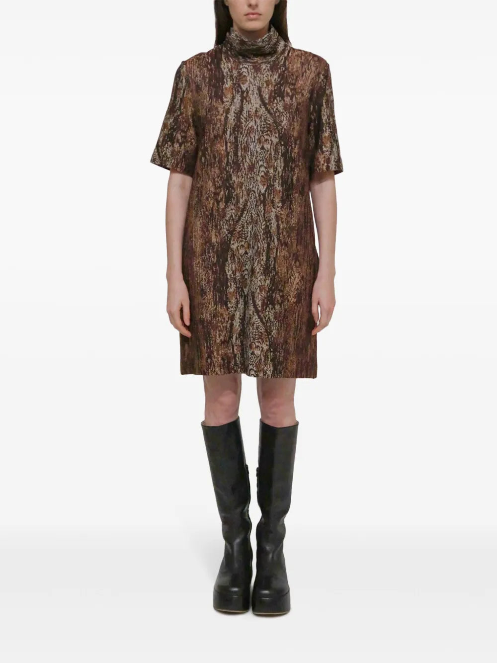 Mock-Neck Shift Dress