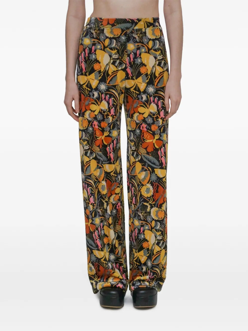 Fitted Straight-Leg Velvet Trousers