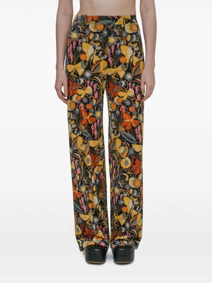 Fitted Straight-Leg Velvet Trousers