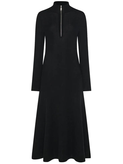 Zip-Up Ribbed Knit Dress