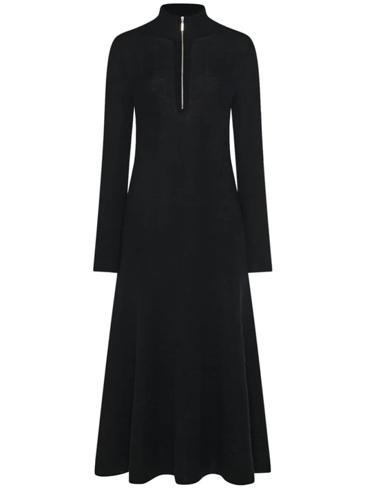 Zip-Up Ribbed Knit Dress