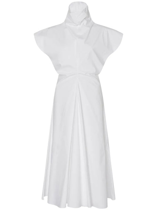 Funnel-Neck Midi Dress