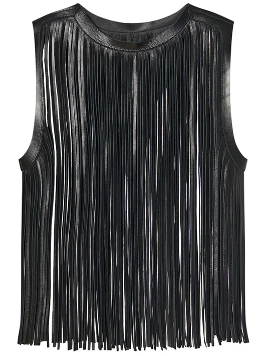 Fringe Leather Top
